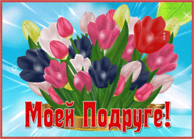 Picture открытка моей подруге с великолепным букетом тюльпанов