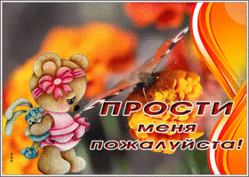 Postcard открытка прости меня пожалуйста с бабочкой на цветке
