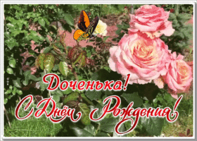 Картинка открытка с днем рождения дочери с розами