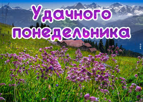 Postcard открытка удачного понедельника с полем цветов