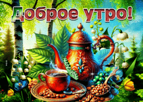 Postcard первозданная гиф-открытка, желает вам доброго утра