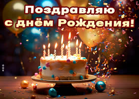 Picture праздничная открытка поздравляю с днем рождения!