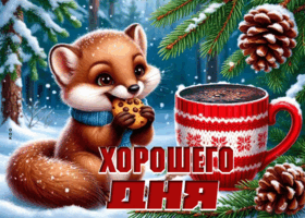 Postcard снежная белоснежная гифка хорошего дня