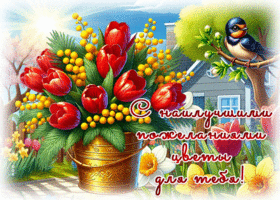 Picture созерцательная гиф-открытка, цветы для тебя с наилучшими пожеланиями