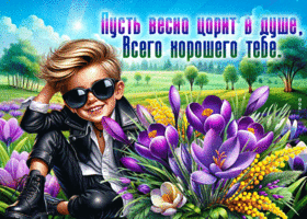 Postcard восхищающая гиф-открытка, пусть весна царит в душе