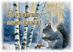 Postcard завораживающая гиф-открытка с белочкой, хороших тебе выходных
